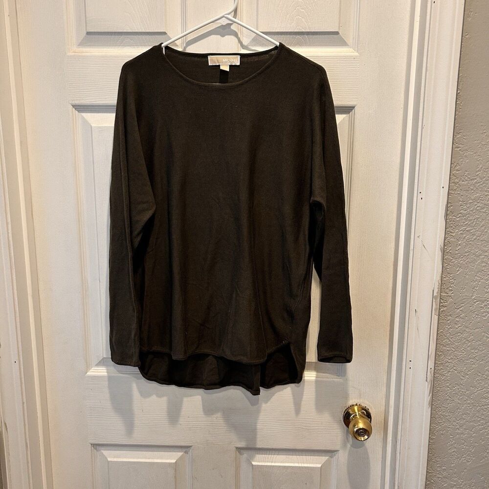 Michael Kors Dark Green Sweater Long Sleeves Round Neck Hi‎ Lo Women’s  Medium